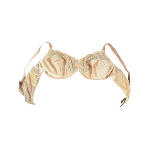 Wacoal Underwire Bra Lacey Scalloped Semi Mesh Size 36C Glossy Gold Tan